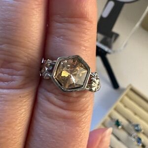 Silver Tone Hexagon Ring